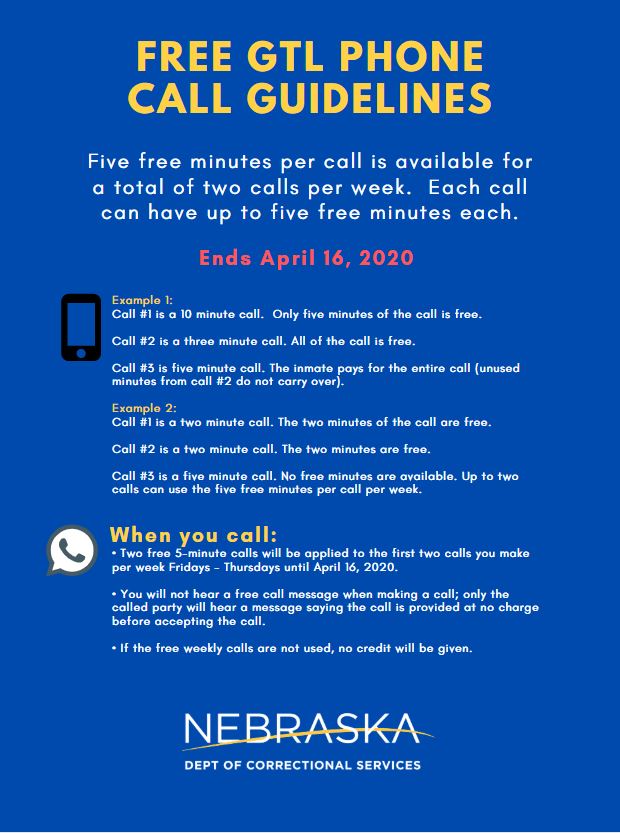 Free GTL Phone Call Guidelines NDCS Nebraska Department of