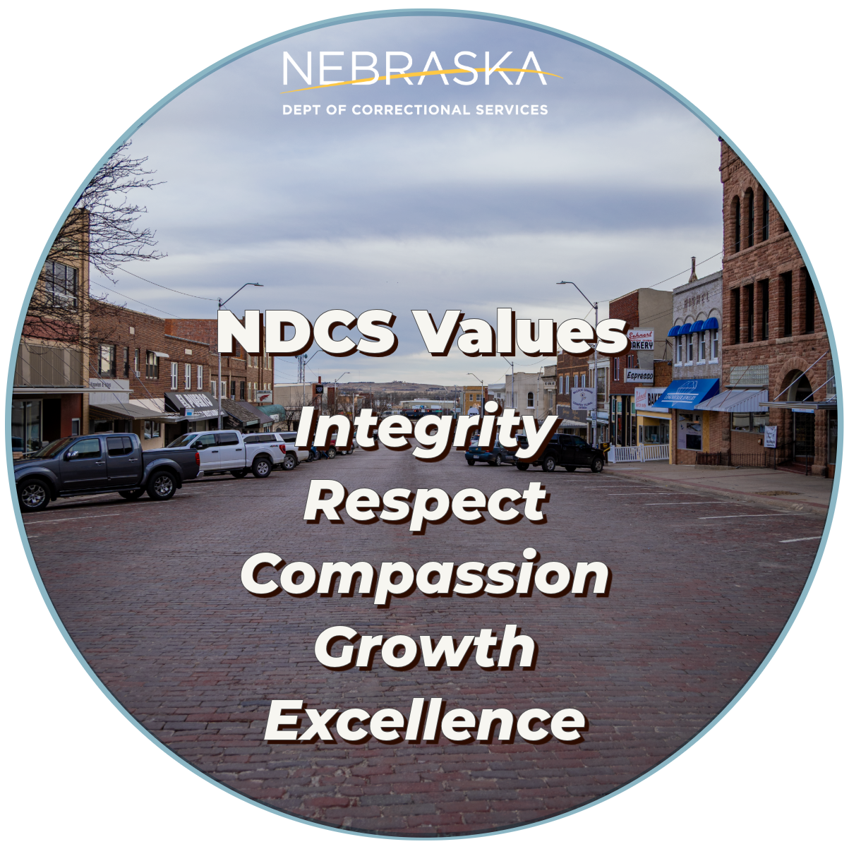 NDCS Values: Integrity Respect Compassion Growth Excellence
